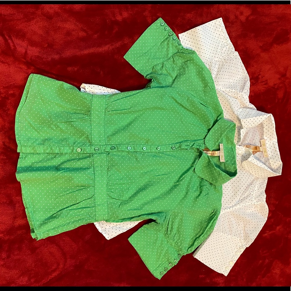 Juniors Size M Shirts White/Black Dots - Green/White Dots